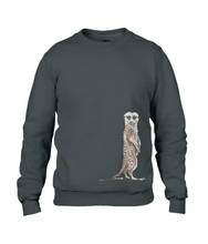 JanaRoos - T-shirts and Sweaters - Sweater - Packshot - Hand drawn illustration - Round neck - Long sleeves - Cotton - Black - zwart - Meerkat - suricate - stokstaartje