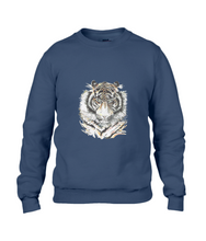 JanaRoos - T-shirts and Sweaters - Sweater - Packshot - Hand drawn illustration - Round neck - Long sleeves - Cotton - Navy blue - Marine blauw- Siberian tiger - Siberische tijger