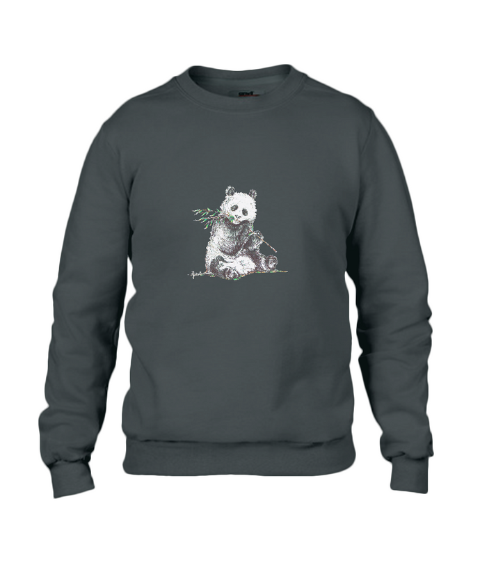 JanaRoos - T-shirts and Sweaters - Sweater - Packshot - Hand drawn illustration - Round neck - Long sleeves - Cotton - Black - Zwart - Panda