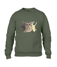 JanaRoos - T-shirts and Sweaters - Sweater - Packshot - Hand drawn illustration - Round neck - Long sleeves - Cotton - Khaki Green - Groen - Coffee Owl - Uil