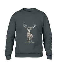 JanaRoos - Unisex sweater - Hand drawn illustration - Print design -black - zwart -  Reindeer - deer - rendier - hert