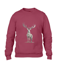 JanaRoos - Unisex sweater - Hand drawn illustration - Print design - independence red - diep rood -  Reindeer - deer - rendier - hert