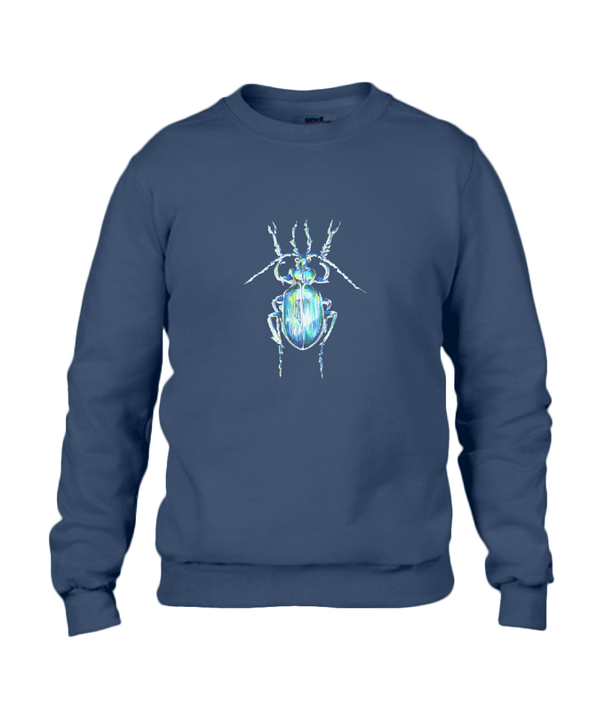 JanaRoos - T-shirts and Sweaters - Sweater - Packshot - Hand drawn illustration - Round neck - Long sleeves - Cotton - Navy Blue - Blauw - The beetle - Kever