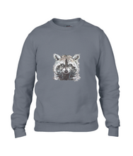 JanaRoos - T-shirts and Sweaters - Sweater - Packshot - Hand drawn illustration - Round neck - Long sleeves - Cotton - charcoal grey - grijs - raccoon - wasbeer - wasbeertje