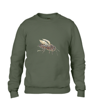 JanaRoos - T-shirts and Sweaters - Sweater - Packshot - Hand drawn illustration - Round neck - Long sleeves - Cotton - city green - Khaki groen - honey bee - honing bij