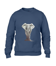 JanaRoos - T-shirts and Sweaters - Sweater - Packshot - Hand drawn illustration - Round neck - Long sleeves - Cotton - navy blue - blauw - Elephant - olifant