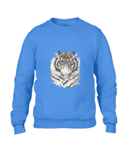 JanaRoos - T-shirts and Sweaters - Sweater - Packshot - Hand drawn illustration - Round neck - Long sleeves - Cotton -Royal blue - royaal blauw - Siberian tiger - Siberische tijger