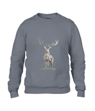 JanaRoos - Unisex sweater - Hand drawn illustration - Print design - Charcoal - grijs -  Reindeer - deer - rendier - hert