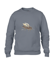 JanaRoos - T-shirts and Sweaters - Sweater - Packshot - Hand drawn illustration - Round neck - Long sleeves - Cotton - Charcoal - grijs - honey bee - honing bij