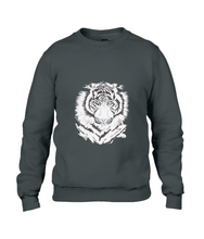 JanaRoos - T-shirts and Sweaters - Sweater - Packshot - Hand drawn illustration - Round neck - Long sleeves - Cotton - jet black - zwart - White tiger - witte tijger