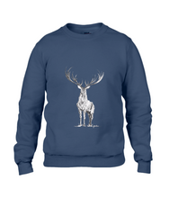 JanaRoos - Unisex sweater - Hand drawn illustration - Print design - Navy Blue - donker blauw -  Reindeer - deer - rendier - hert