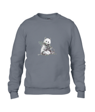 JanaRoos - T-shirts and Sweaters - Sweater - Packshot - Hand drawn illustration - Round neck - Long sleeves - Cotton - Grey - Grijs - Panda