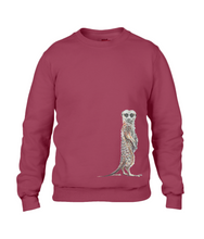 JanaRoos - T-shirts and Sweaters - Sweater - Packshot - Hand drawn illustration - Round neck - Long sleeves - Cotton - independence red- rood - Meerkat - suricate - stokstaartje