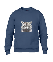 JanaRoos - T-shirts and Sweaters - Sweater - Packshot - Hand drawn illustration - Round neck - Long sleeves - Cotton - Navy Blue - blauw - raccoon - wasbeer - wasbeertje