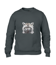 JanaRoos - T-shirts and Sweaters - Sweater - Packshot - Hand drawn illustration - Round neck - Long sleeves - Cotton - Jet black - zwart - raccoon - wasbeer - wasbeertje