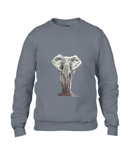 JanaRoos - T-shirts and Sweaters - Sweater - Packshot - Hand drawn illustration - Round neck - Long sleeves - Cotton - Charcoal - grijs-  Elephant - olifant