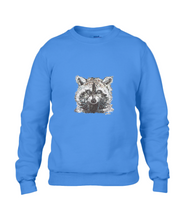 JanaRoos - T-shirts and Sweaters - Sweater - Packshot - Hand drawn illustration - Round neck - Long sleeves - Cotton - Royal Blue - blauw - raccoon - wasbeer - wasbeertje