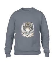 JanaRoos - T-shirts and Sweaters - Sweater - Packshot - Hand drawn illustration - Round neck - Long sleeves - Cotton - Charcoal grey - grijs -Siberian tiger - Siberische tijger