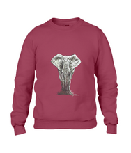 JanaRoos - T-shirts and Sweaters - Sweater - Packshot - Hand drawn illustration - Round neck - Long sleeves - Cotton - Independence red - diep rood -  Elephant - olifant