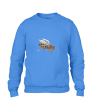 JanaRoos - T-shirts and Sweaters - Sweater - Packshot - Hand drawn illustration - Round neck - Long sleeves - Cotton - royal blue - blauw - honey bee - honing bij