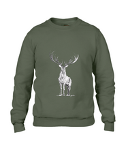 JanaRoos - Unisex sweater - Hand drawn illustration - Print design - city green - Kakhi groen -  Reindeer - deer - rendier - hert