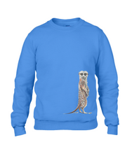 JanaRoos - T-shirts and Sweaters - Sweater - Packshot - Hand drawn illustration - Round neck - Long sleeves - Cotton - Royal Blue - licht blauw - Meerkat - suricate - stokstaartje