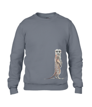 JanaRoos - T-shirts and Sweaters - Sweater - Packshot - Hand drawn illustration - Round neck - Long sleeves - Cotton - Charcoal - grijs - Meerkat - suricate - stokstaartje