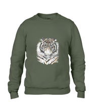 JanaRoos - T-shirts and Sweaters - Sweater - Packshot - Hand drawn illustration - Round neck - Long sleeves - Cotton - Kakhi green - kakhi groen -Siberian tiger - Siberische tijger