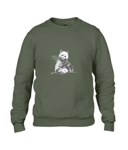 JanaRoos - T-shirts and Sweaters - Sweater - Packshot - Hand drawn illustration - Round neck - Long sleeves - Cotton - Green - Groen - Khaki - Panda