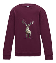 JanaRoos - T-shirts and Sweaters - Kid's Sweater - Packshot - Hand drawn illustration - Round neck - Long sleeves - Cotton - Burgundy - paars - Reindeer - deer - hert - rendier