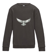 JanaRoos - T-shirts and Sweaters - Kid's Sweater - Packshot - Hand drawn illustration - Round neck - Long sleeves - Cotton - charcoal grey - grijs - snowy owl - sneeuwuil