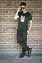 Wall Picture Men's T-Shirt Fox Illustration Scarab Green Sunglasses vos groen