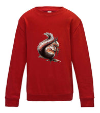 JanaRoos - T-shirts and Sweaters - Kid's Sweater - Packshot - Hand drawn illustration - Round neck - Long sleeves - Cotton - Fire Red - rood - squirrel - eekhoorn