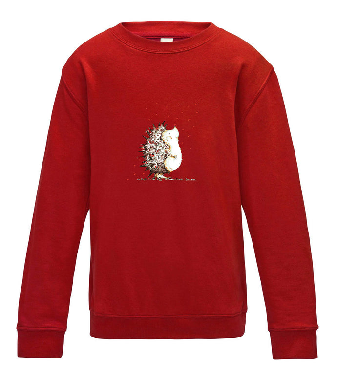 JanaRoos - T-shirts and Sweaters - Kid's Sweater - Packshot - Hand drawn illustration - Round neck - Long sleeves - Cotton - red - Valentine's hedghog