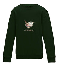 JanaRoos - T-shirts and Sweaters - Kid's Sweater - Packshot - Hand drawn illustration - Round neck - Long sleeves - Cotton - forest green - mos groen - wren- winterkoninkje