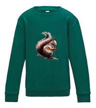 JanaRoos - T-shirts and Sweaters - Kid's Sweater - Packshot - Hand drawn illustration - Round neck - Long sleeves - Cotton - Jade - appelblauwzeegroen - squirrel - eekhoorn