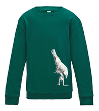 JanaRoos - T-shirts and Sweaters - Kid's Sweater - Packshot - Hand drawn illustration - Round neck - Long sleeves - Cotton - Jade Green - Groen - White raven - Witte Raaf
