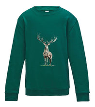 JanaRoos - T-shirts and Sweaters - Kid's Sweater - Packshot - Hand drawn illustration - Round neck - Long sleeves - Cotton - Jade - appelblauw zeegroen - Reindeer - deer - hert - rendier