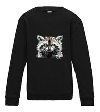 JanaRoos - T-shirts and Sweaters - Kid's Sweater - Packshot - Hand drawn illustration - Round neck - Long sleeves - Cotton - jet black - zwart - raccoon - wasbeer - wasbeertje