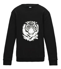 JanaRoos - T-shirts and Sweaters - Kid's Sweater - Packshot - Hand drawn illustration - Round neck - Long sleeves - Cotton - Jet Black - zwart - White tiger - witte tijger
