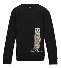 JanaRoos - T-shirts and Sweaters - Kid's Sweater - Packshot - Hand drawn illustration - Round neck - Long sleeves - Cotton - zwart - jet black - meerkat - stokstaartje