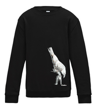 JanaRoos - T-shirts and Sweaters - Kid's Sweater - Packshot - Hand drawn illustration - Round neck - Long sleeves - Cotton - Jet black - Zwart - White raven - Witte raaf
