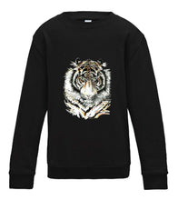 JanaRoos - T-shirts and Sweaters - Kid's Sweater - Packshot - Hand drawn illustration - Round neck - Long sleeves - Cotton - Jet black - zwart - Siberian tiger - Siberische tijger