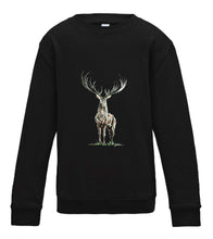 JanaRoos - T-shirts and Sweaters - Kid's Sweater - Packshot - Hand drawn illustration - Round neck - Long sleeves - Cotton - Jet Black - zwart - Reindeer - deer - hert - rendier