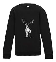 JanaRoos - T-shirts and Sweaters - Kid's Sweater - Packshot - Hand drawn illustration - Round neck - Long sleeves - Cotton - Jet Black - zwart - Reindeer - deer - hert - rendier