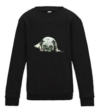 JanaRoos - T-shirts and Sweaters - Kid's Sweater - Packshot - Hand drawn illustration - Round neck - Long sleeves - Cotton - jet black - zwart - pugg - dog - mops - hond
