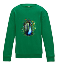 JanaRoos - T-shirts and Sweaters - Kid's Sweater - Packshot - Hand drawn illustration - Round neck - Long sleeves - Cotton - Green - Groen - Peacock - Pauw