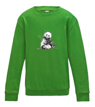 JanaRoos - T-shirts and Sweaters - Kid's Sweater - Packshot - Hand drawn illustration - Round neck - Long sleeves - Cotton - Lime Green - Groen - Panda