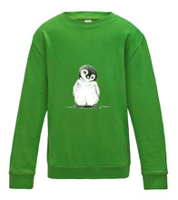 JanaRoos - T-shirts and Sweaters - Kid's Sweater - Packshot - Hand drawn illustration - Round neck - Long sleeves - Cotton - limoen groen - lime green - penguin - pinguin