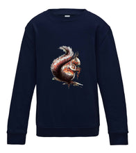 JanaRoos - T-shirts and Sweaters - Kid's Sweater - Packshot - Hand drawn illustration - Round neck - Long sleeves - Cotton - New French navy blue - donker blauw - squirrel - eekhoorn